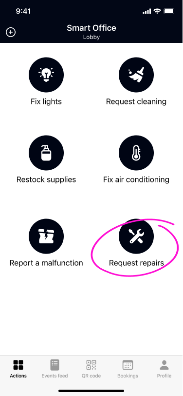 Request for repairs in TagPoint app